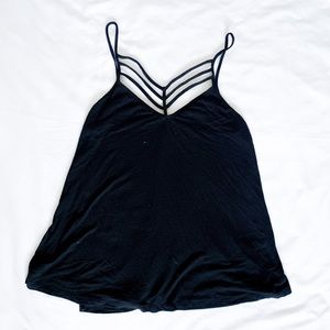 Express S Black Strappy Front V Neck Tank Top